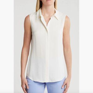 Theory Silk Georgette Sleeveless Button-Up Shirt